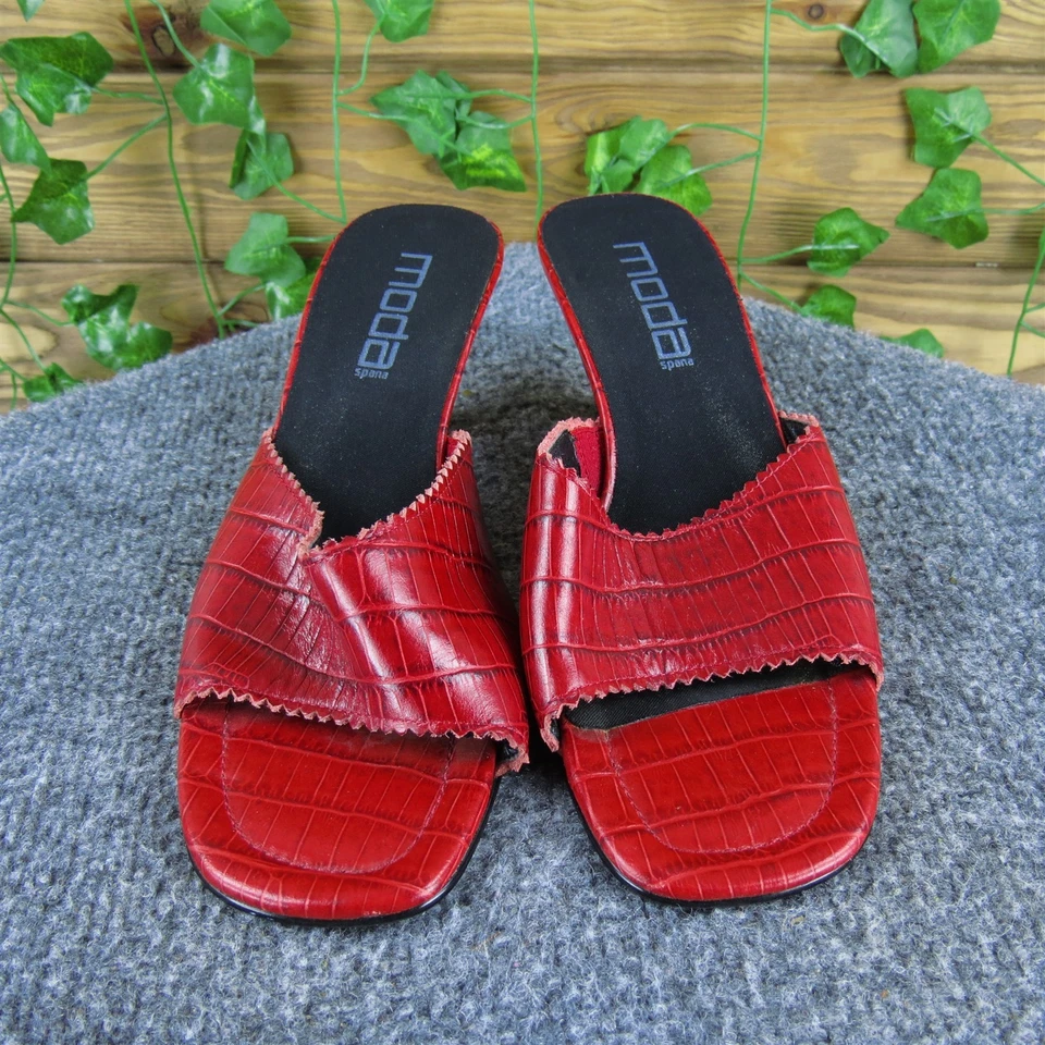 Moda Spana Mujer Piel de Serpiente Deslizable Cuero Rojo Talla 7.5 Mediano Suavemente Usado 2025 Foto 2 de 4