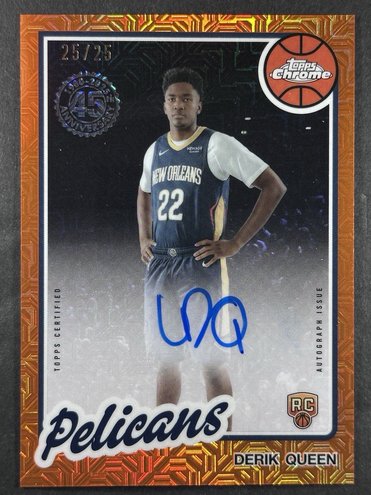 2025-26 Topps Derik Queen 1980-81 Topps Chrome Rookie Auto Orange Mojo 25/25