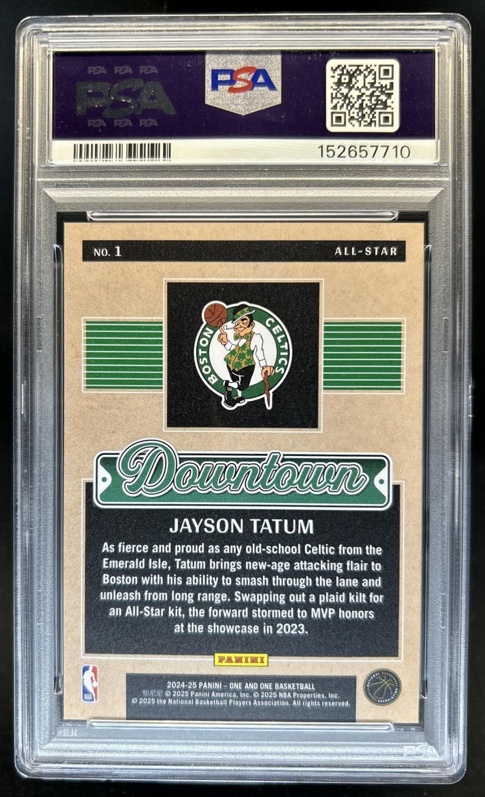 2024-25 Panini One and One Jayson Tatum Downtown All Star #1 Celtics PSA 9 view 2