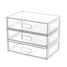 Clear Stackable Makeup Organizer with Drawer, 12''W Acrylic Storage Drawers, ...
