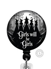 Witch Badge Reel, Halloween Badge Reel, Cute Cauldron ID Holder, Spooky Fall