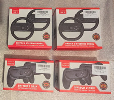 (2) of each Switch 2 Grip & Steering Wheel for Joy-Con HGS-1707 HNS-1716 Black