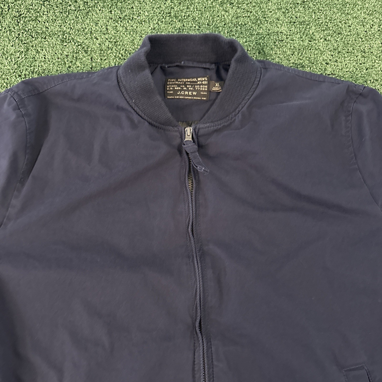 J Crew NX-631 Outerwear Military Bomber Jacket Lightweight Blue Harrington XL - second product detail image