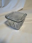 Vintage Anchor Hocking 1932 Design Ribbed 4.5” Square Refrigerator Dish W/Lid