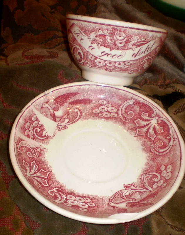 Victorian child cup and saucer  "For a good child"