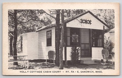 Holly Cottage Cabin Court E. Sandwich MA Postcard 1950 Massachusetts Motel
