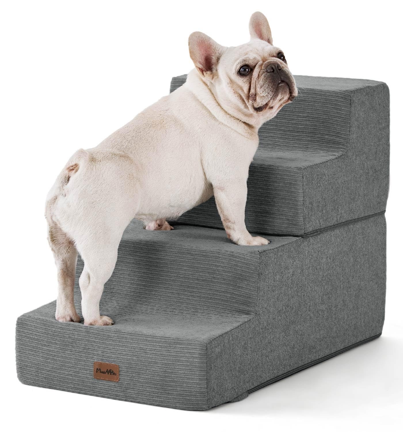 Made4Pets Extra Wide 3-Step Dog Stairs for High Beds Couches Sofas