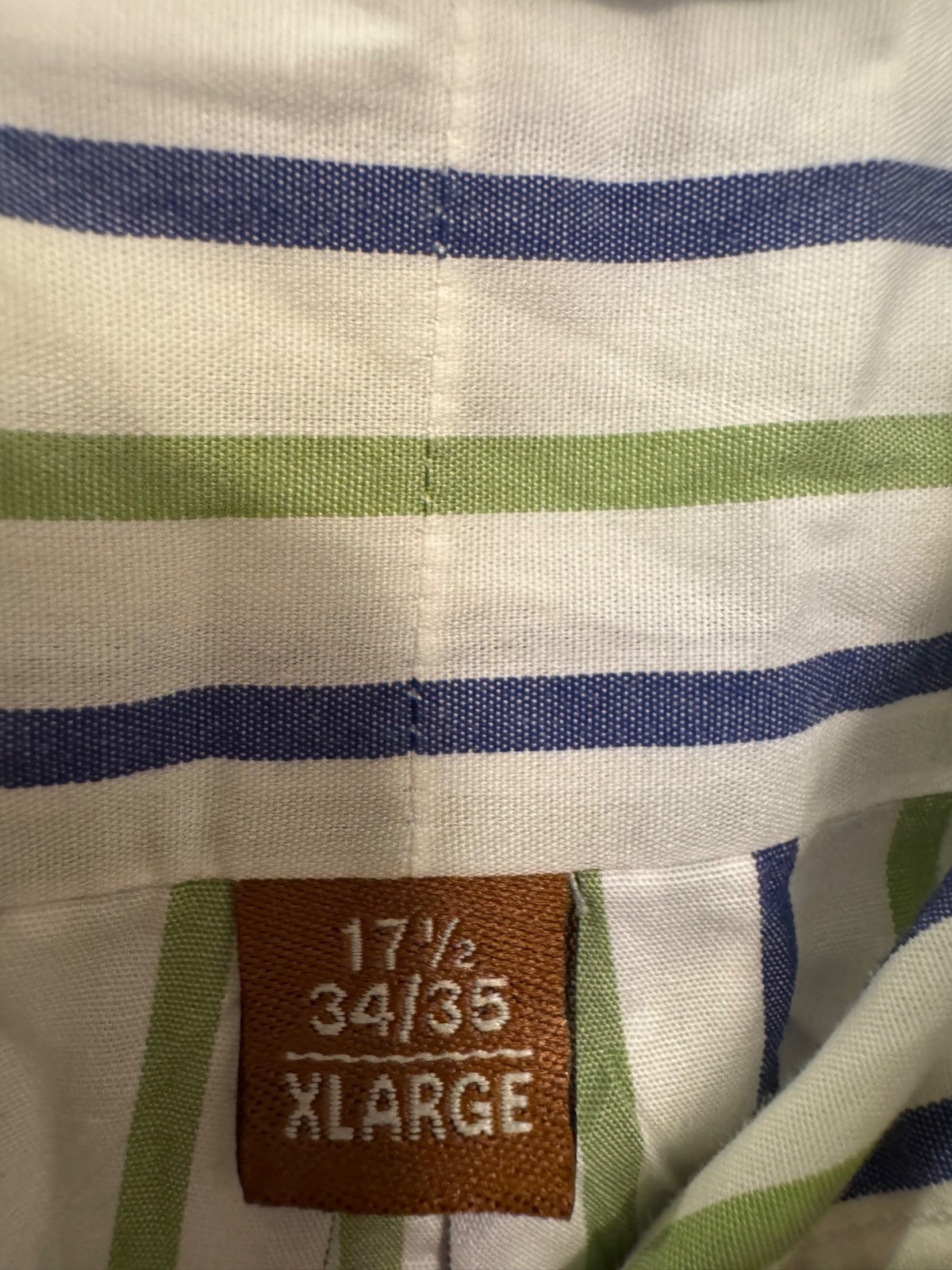 Michael Kors Mens XL Button-Down Shirt Blue & Green Striped 100% Cotton thumbnail 4