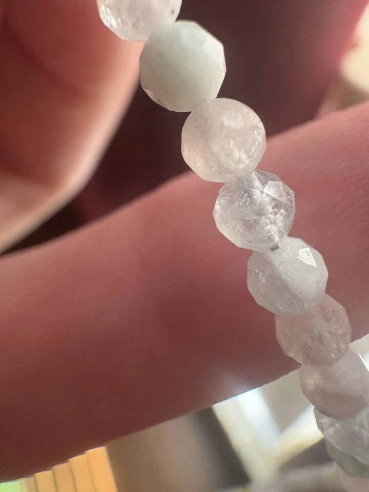 Beautiful Pink Morganite Faceted Round 2-3MM Gemstone Beaded Women Necklace 22" — 第 3/3 张图片