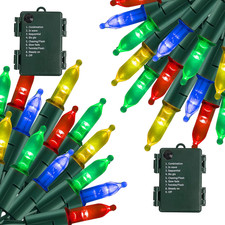 Multi-Colored Battery Operated Christmas Lights, 2 Pack Total 100LED 32FT Waterp