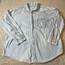 vintage denim Shirt Mens XL Light Blue Denim Long Sleeve Button Front Pocket