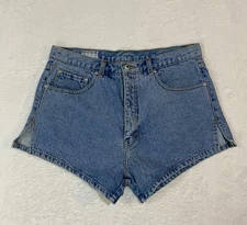 Vtg International Male Short Jean 36 "HOOCHY DADDY" Split Side 3.5in Inseam