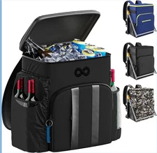 Everlasting Comfort Insulated Backpack Cooler 54 Can Leak Proof Black W1