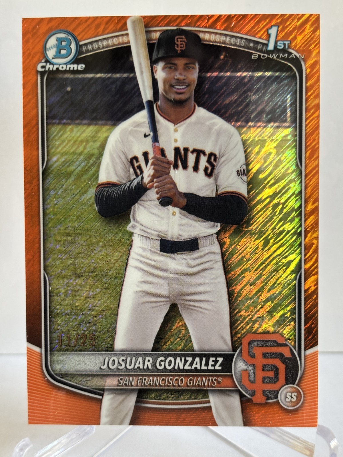 2025 Bowman Chrome 1st Josuar Gonzalez Orange Shimmer 11/25 Giants BCP-153