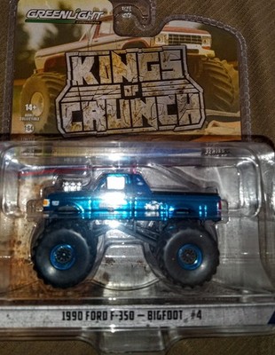 Blue  Chrome Chase Bigfoot #4 Ford F350 Truck  Kings Crunch Greenlight 1:64