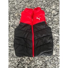 Puma Kids Puffer Vest Red Black Colorblock Quilted Zip Up Size XS 5/6