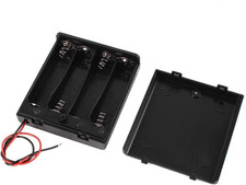4 X 1.5V AA Battery Case Holder Leads Black W Cap Whith On/Off Switch 2 Pcs
