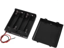 4 X 1.5V AA Battery Case Holder Leads Black W Cap Whith On/Off Switch 2 Pcs