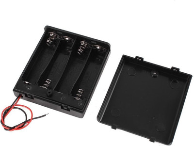 4 X 1.5V AA Battery Case Holder Leads Black W Cap Whith On/Off Switch 2 Pcs