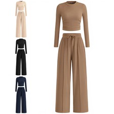 Womens Loungewear Pullover Sets Cropped Outfits Daily Wear Leisure 2-piece Time