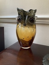 Large Vintage Glass Owl Vase