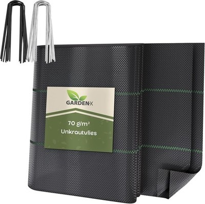   Unkrautvlies Bodengewebe Geotextil Folie 70g/m² Unkrautgewebe + 50 Erdanker  
