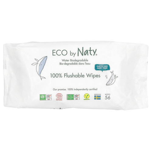 100% Flushable Wipes, Fragrance Free , 56 Wipes