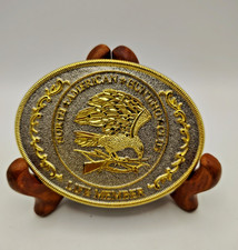 North American Hunting Club Life Member Belt Buckle Gold Silver Eagle 4"