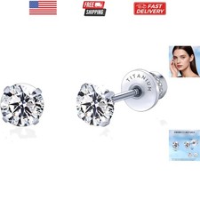 Hypoallergenic G23 Implant Grade Titanium Screw Back Earrings Tragus 20G Heli...