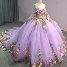 Sweetheart Quinceanera Dress Detachable Sleeves 3D Appliques Robe Princess Bleu