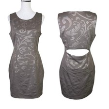 Lucy Paris L Monochrome Pattern Brown Cut Out Sleeveless Sheath Dress 