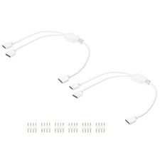 2 Pcs RGB Splitter Cable, 12V 12" 4 Pin 1 to 2 Female to Female, White