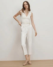 NWT 395 Veronica Beard Renzo Pant in Off White/ Gold Buttons