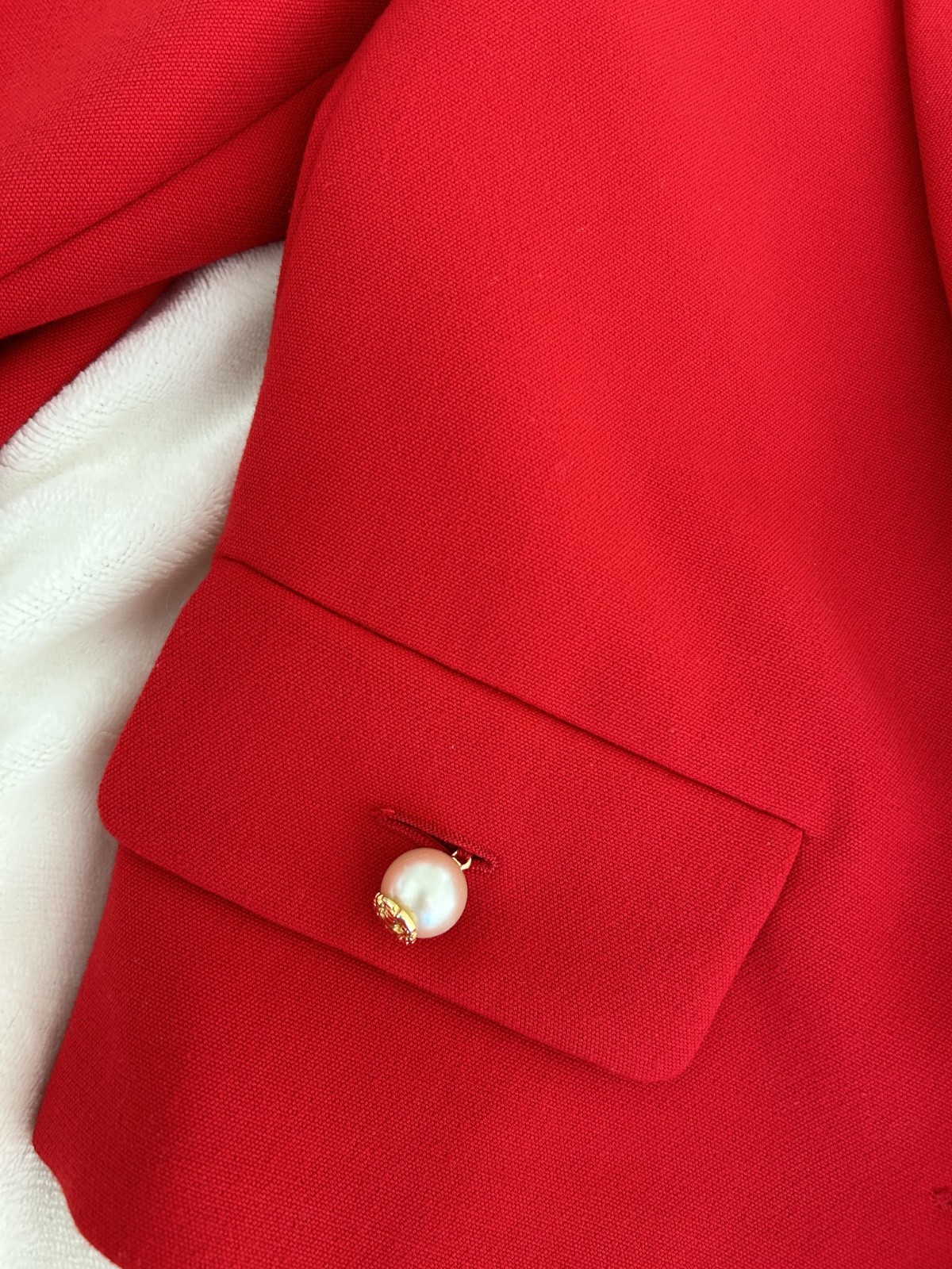 ZARA Red Cropped Blazer Jacket Women’s Size S Pearl Button Pockets New thumbnail 7