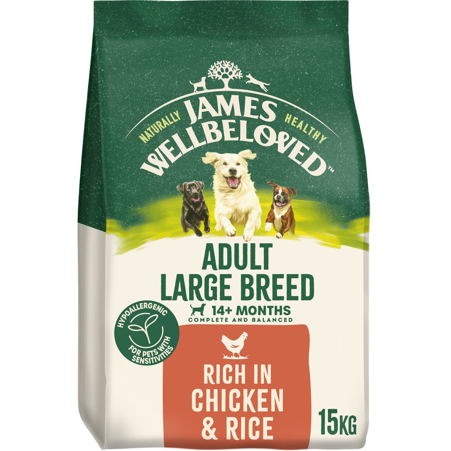 James Wellbeloved Large Breed Adult Dry Dog Food Rich in Chicken & Rice 15kg