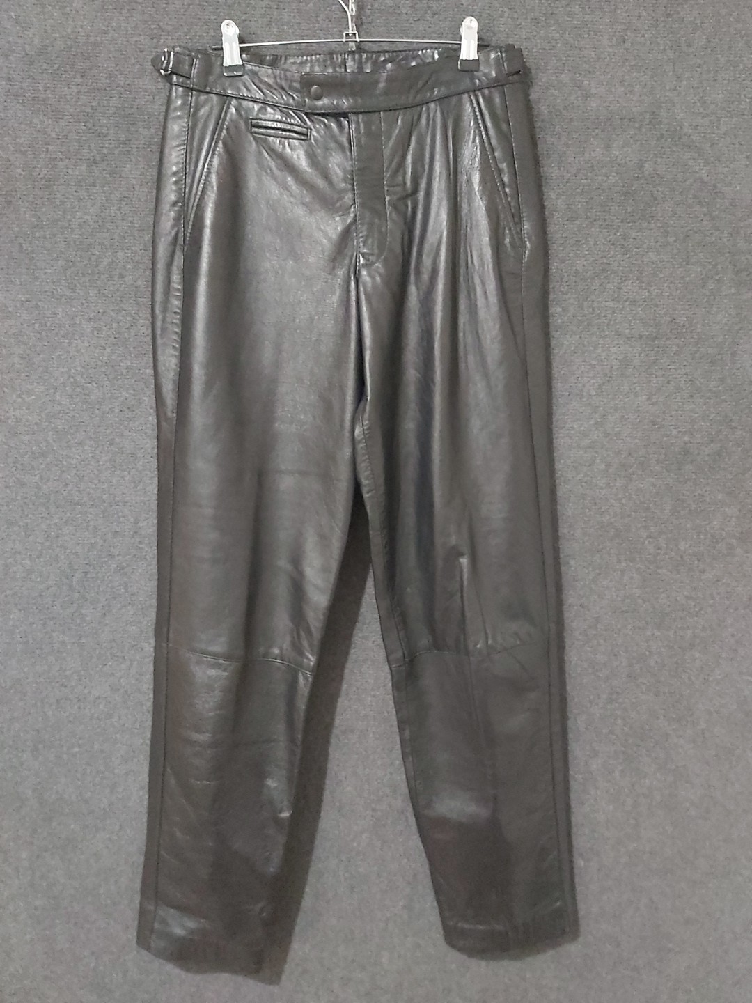 Harry Who Size 4 Black Leather Pants Vintage Buckle Waist Zip Front Pockets Line