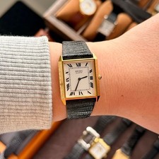 A4P Rare Vintage Seiko 4110-5007 Roman Numerals Tank 1980s Watch kp2
