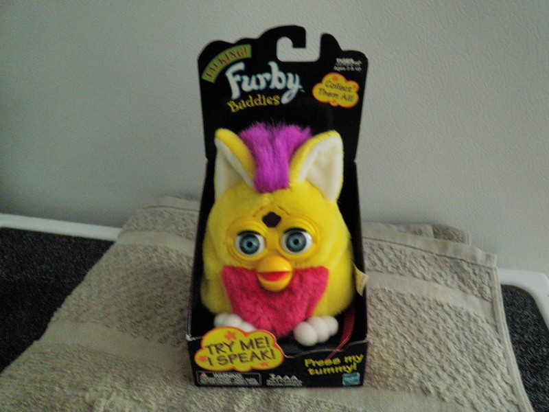 Vintage 1999 TALKING FURBY Buddies Tiger Hasbro Yellow Red Purple 70-751 NIB