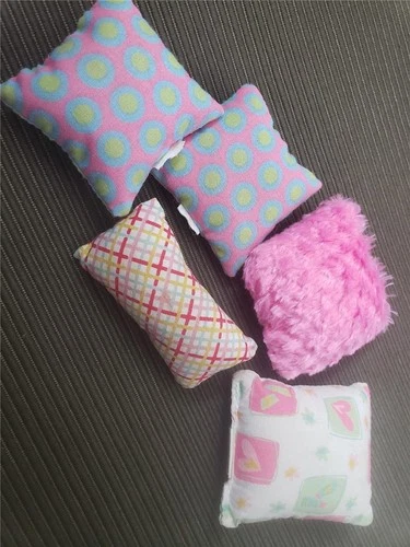 Vintage Barbie Dollhouse Furniture Pillows 2000 Mattel Assorted Throw Pink Plush