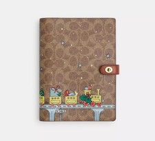 NWT Coach Notebook In Signature Canvas With Holiday Train CCJ02
