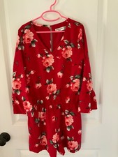 Gorgeous Abercrombie Kids Red Rose Roses Floral Girls Romper 15 16