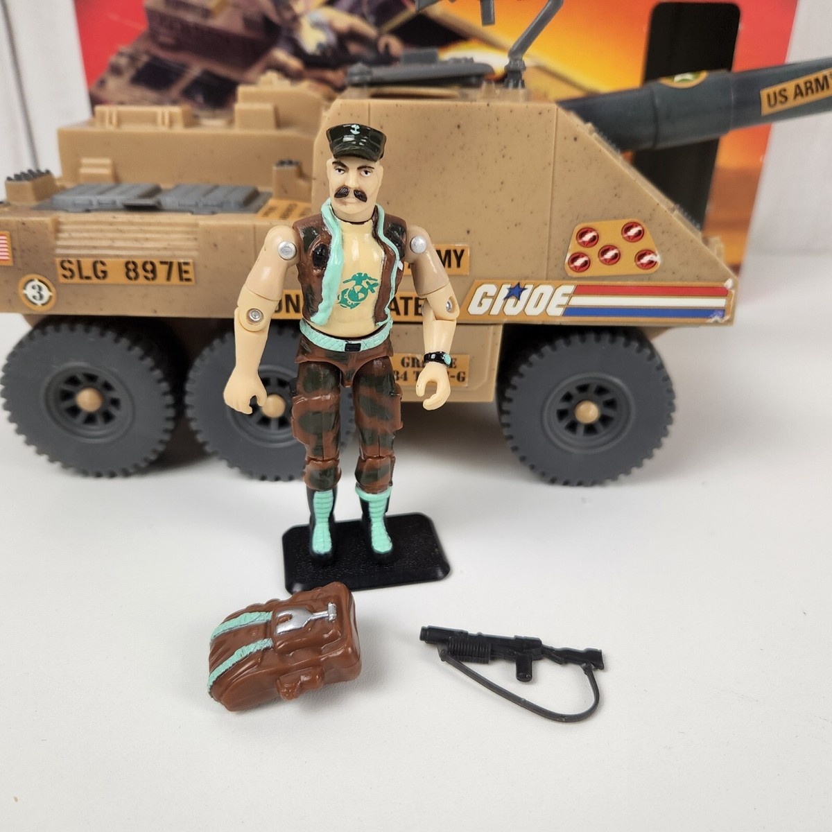 1997 GI JOE Mobile Artillery Cannon Slugger w/ Gung-Ho Figure