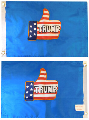 Trump 2024 Thumbs Up Blue Double Sided 100D Woven Poly Nylon 12''x18'' Flag