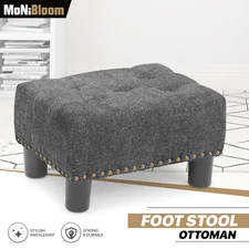 15" Gray Poufs Ottoman Tufted Modern Upholstered Rectangular Lift Top Footstool