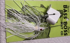 YOU ARE BUYING TWO - 3/8 OZ BASS BOSS BUZZ BAITS WHITE BLADE AND WHITE SKIRT