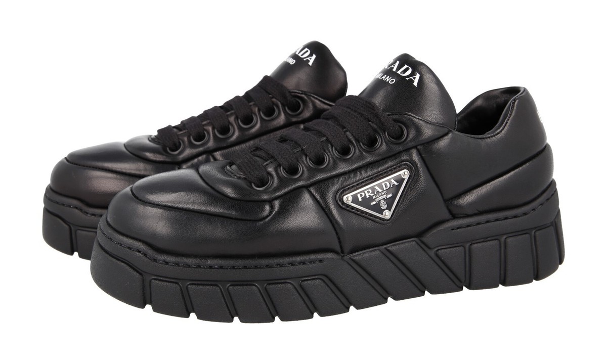 PRADA PADDED NAPPA PLATFORM CHUNKY SNEAKERS SHOES 1E136N BLACK NEW
