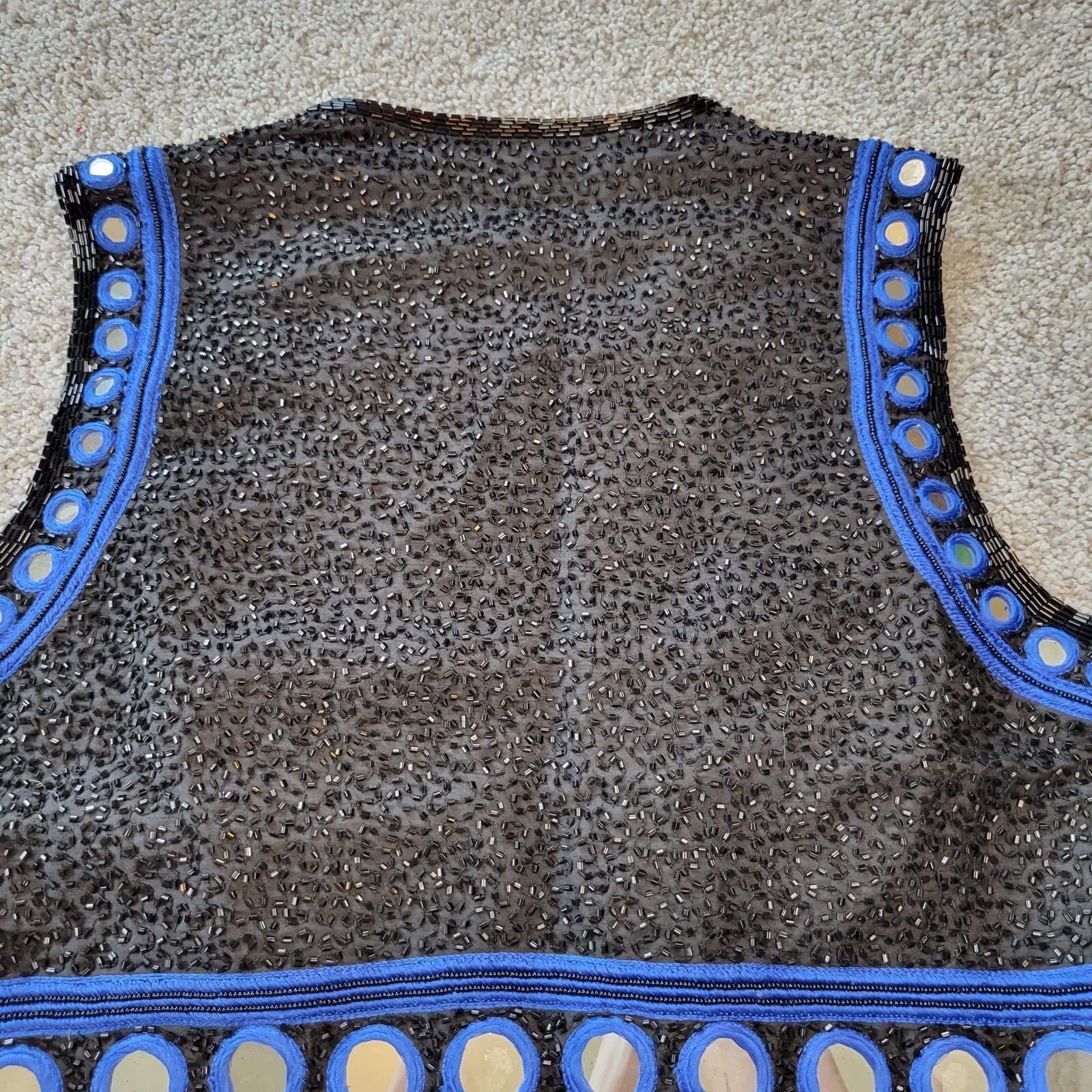 SILVER MESA Black Beaded Glitter Mirrors Trim Equestr… Gem