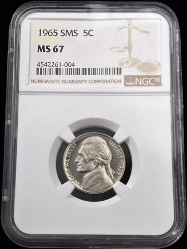 1965 SMS Jefferson Nickel NGC Certified MS 67