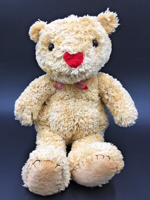 Marks and Spencer Teddybär 13 Zoll Plüschtier weiches Kuscheltier Beanie rote Nase & Schleife