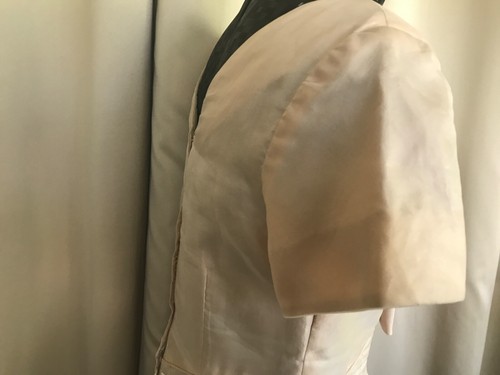 Vintage "Union" made with silk & taffeta flowerly embroidered ivory/peach dress - Picture 8 of 15